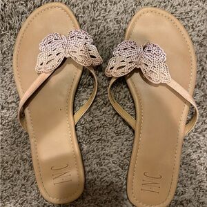 INC International Concepts Beige Sandals with Butterfly Accent
